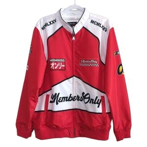 New Members Only Team Racing Windbreaker Jacket Red Men's L